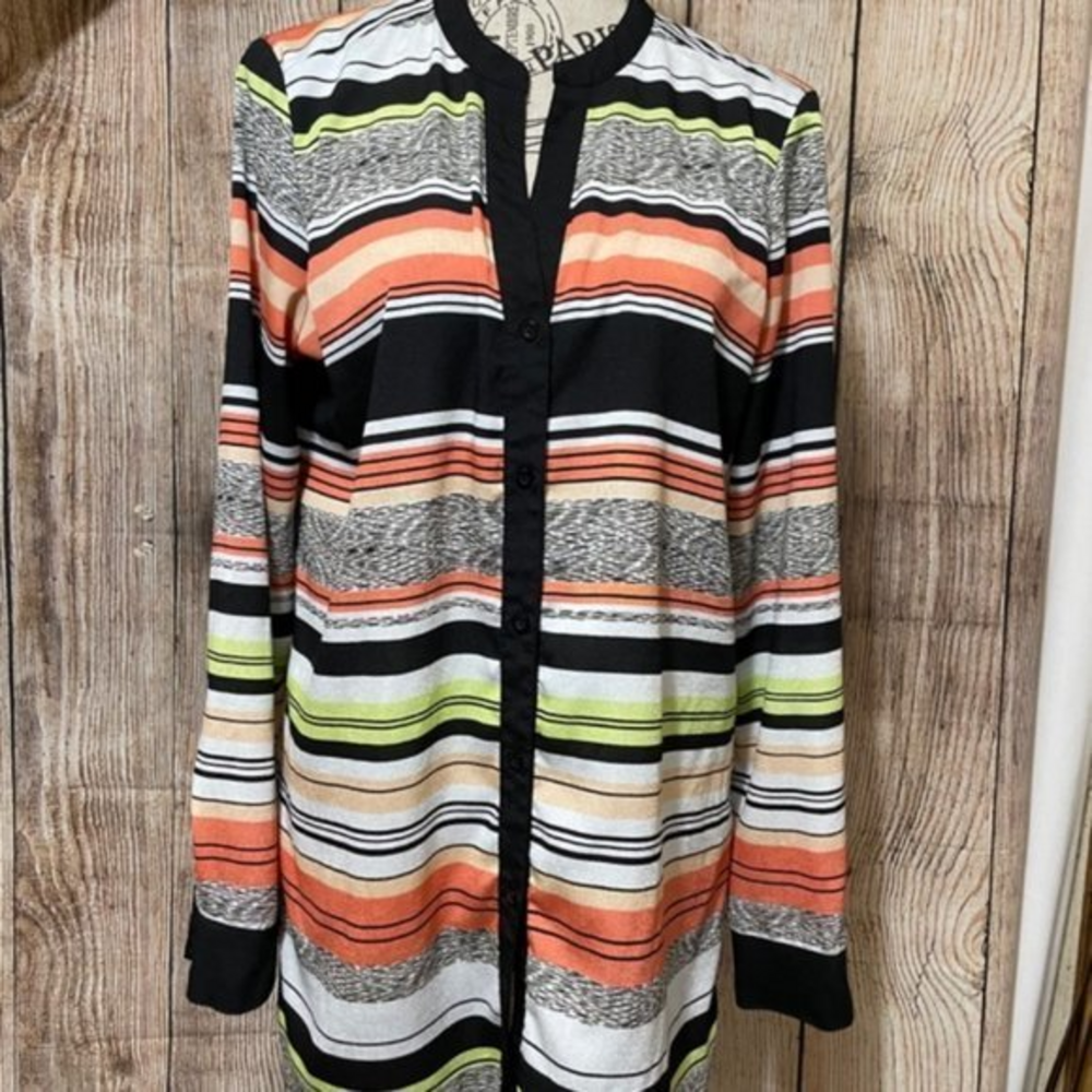 1 Calvin Klein‎ Multicolored Long Sleeve Blouse Size Medium